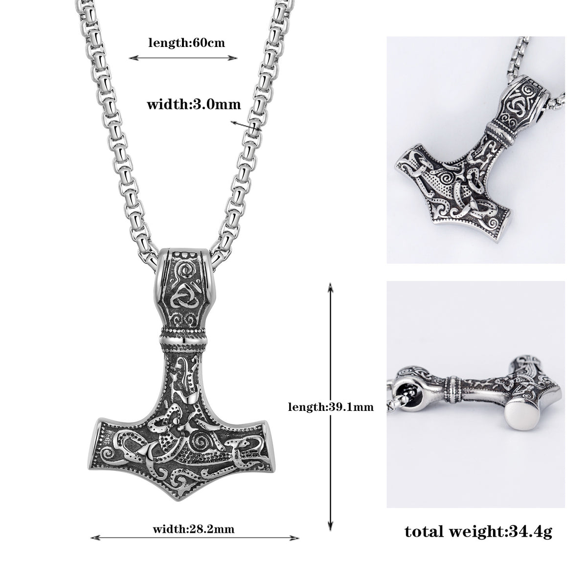 Viking Thor Hammer Mjolnir Necklace