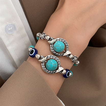 Vintage Alloy Bracelet with Butterfly and Turtle Designs
