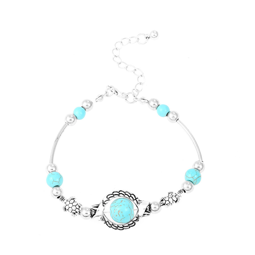 Vintage Alloy Bracelet with Butterfly and Turtle Designs