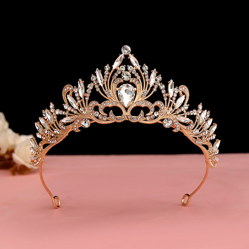 Vintage Baroque Alloy Bride Tiara Crown with Crystal