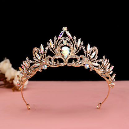 Vintage Baroque Alloy Bride Tiara Crown with Crystal