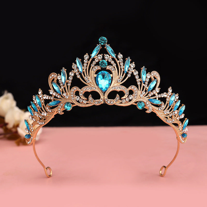 Vintage Baroque Alloy Bride Tiara Crown with Crystal