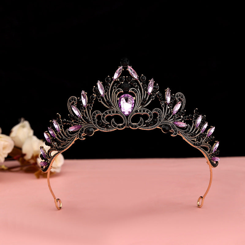 Vintage Baroque Alloy Bride Tiara Crown with Crystal