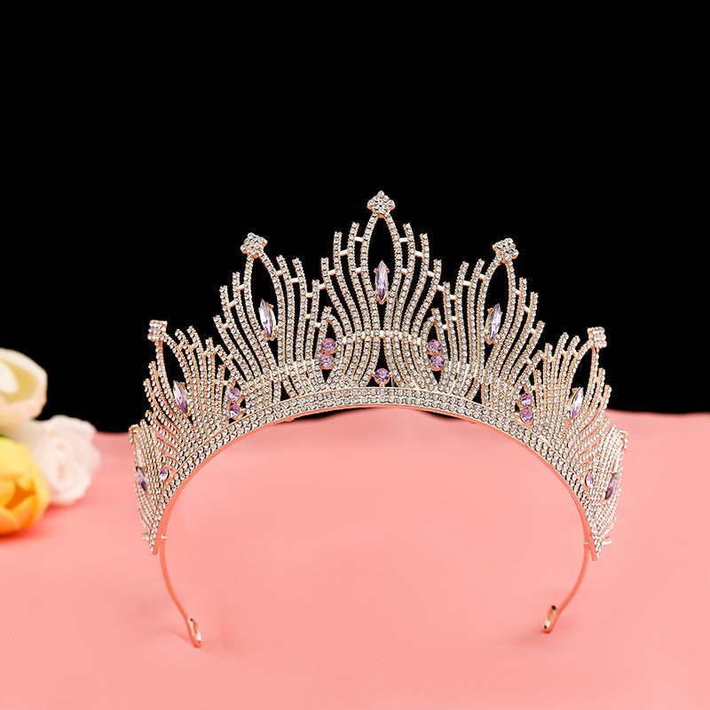 Vintage Baroque Alloy Bride Tiara Crown with Crystal