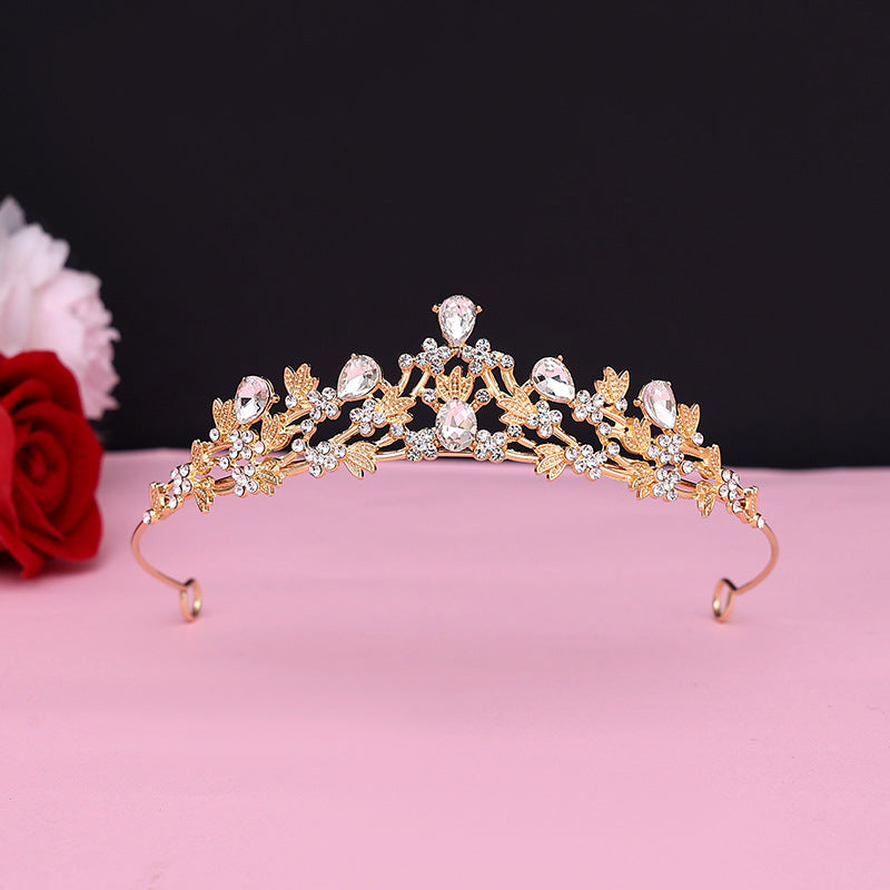 Vintage Baroque Alloy Bride Tiara Crown with Crystal