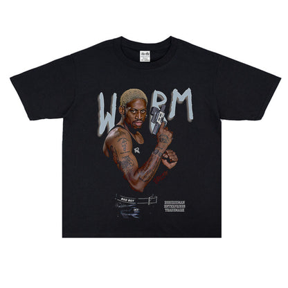 Vintage Basketball Player Print Cotton T-Shirt
