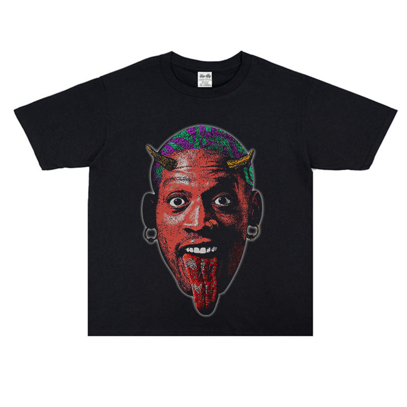 Vintage Basketball Player Print Cotton T-Shirt