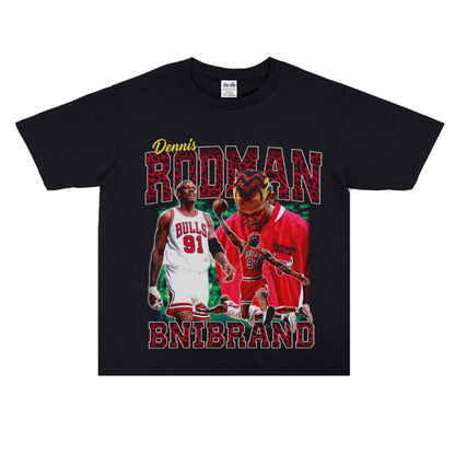 Vintage Basketball Player Print Cotton T-Shirt