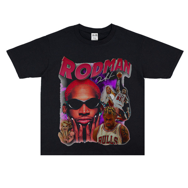 Vintage Basketball Player Print Cotton T-Shirt