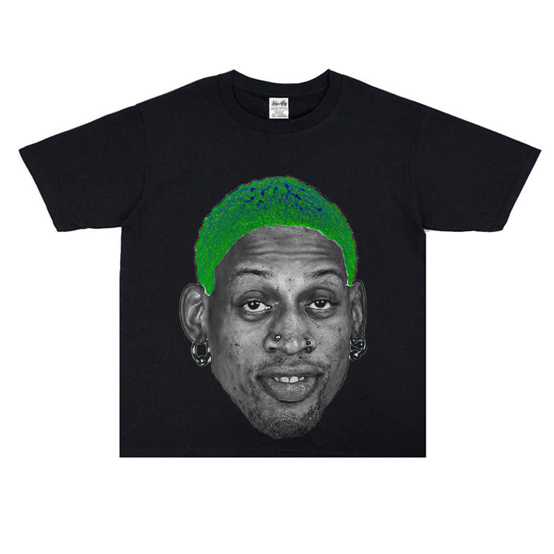 Vintage Basketball Player Print Cotton T-Shirt