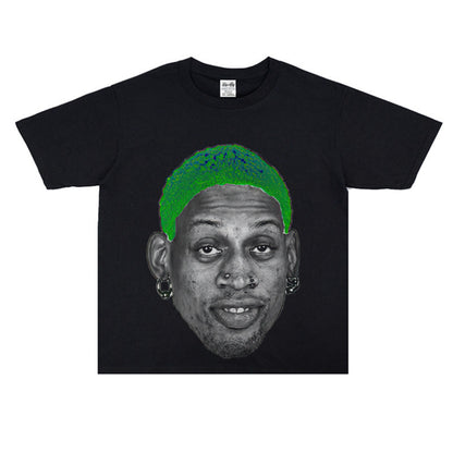 Vintage Basketball Player Print Cotton T-Shirt