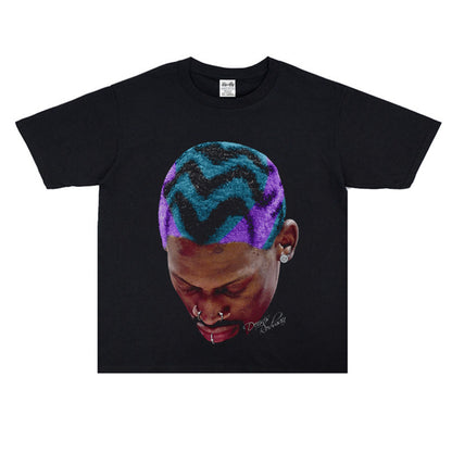 Vintage Basketball Player Print Cotton T-Shirt