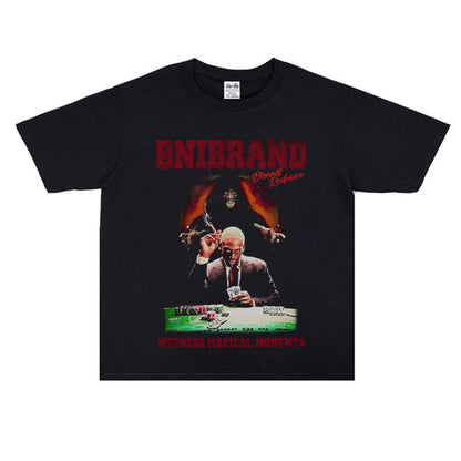 Vintage Basketball Player Print Cotton T-Shirt