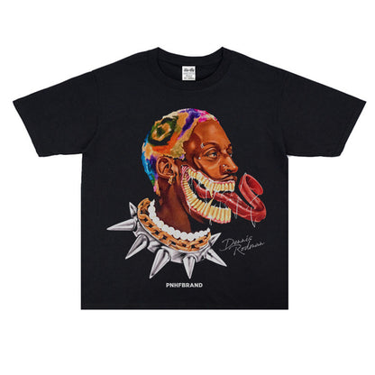 Vintage Basketball Player Print Cotton T-Shirt