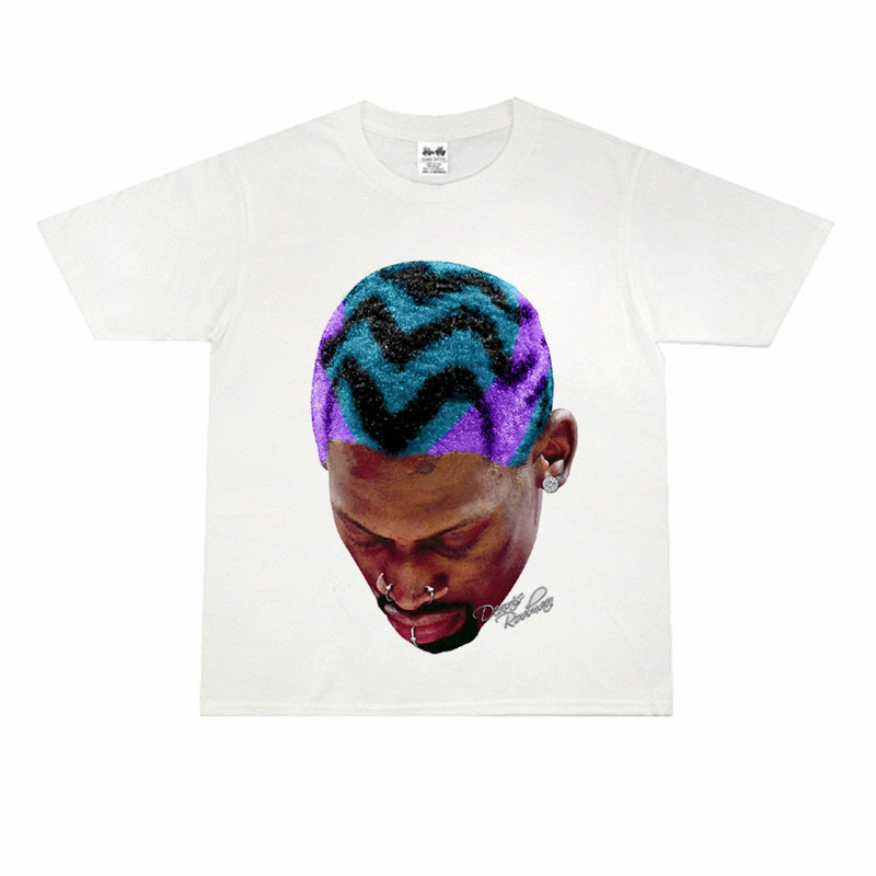 Vintage Basketball Player Print Cotton T-Shirt