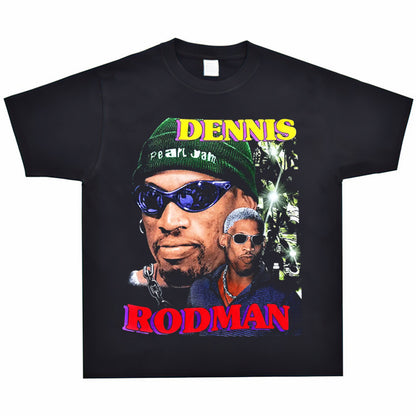 Vintage Basketball Player Print Cotton T-Shirt