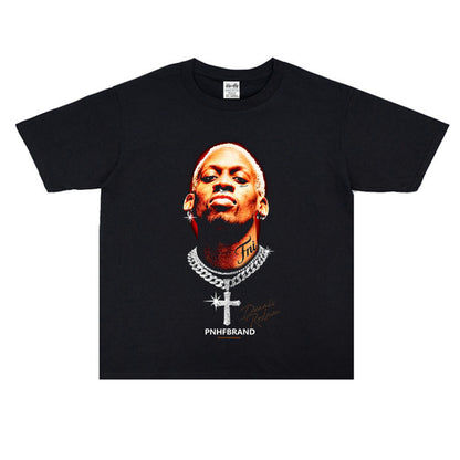 Vintage Basketball Player Print Cotton T-Shirt