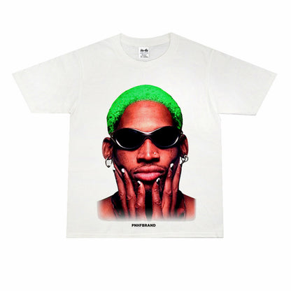 Vintage Basketball Player Print Cotton T-Shirt