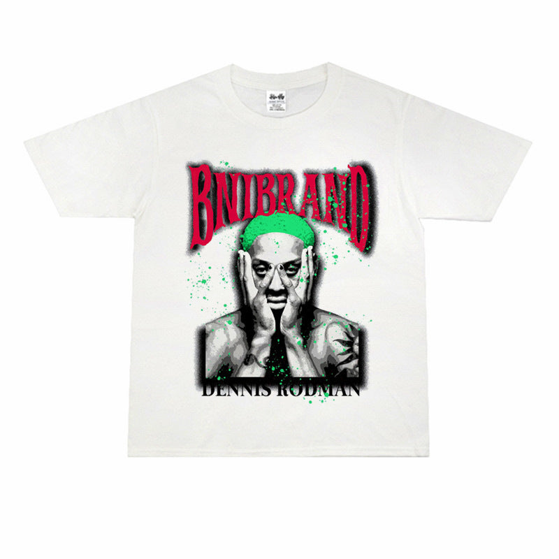 Vintage Basketball Player Print Cotton T-Shirt