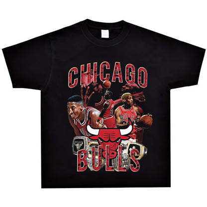 Vintage Basketball Player Print Cotton T-Shirt