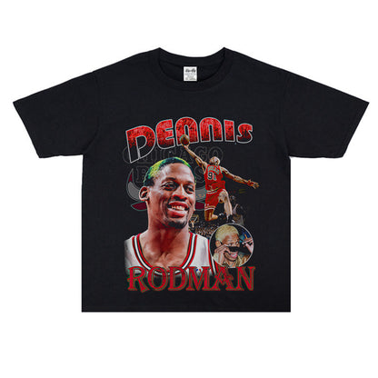 Vintage Basketball Player Print Cotton T-Shirt