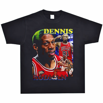 Vintage Basketball Player Print Cotton T-Shirt