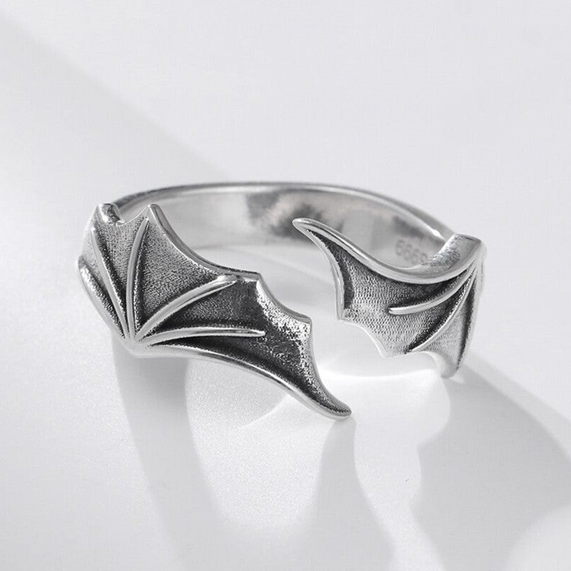 Vintage Bat Wing Silver Plated Ring