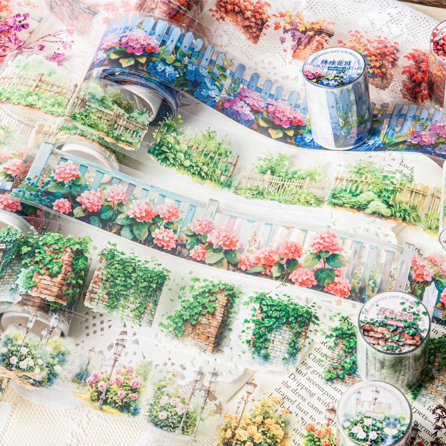 Vintage Botanical Pattern PET Sticker Tape