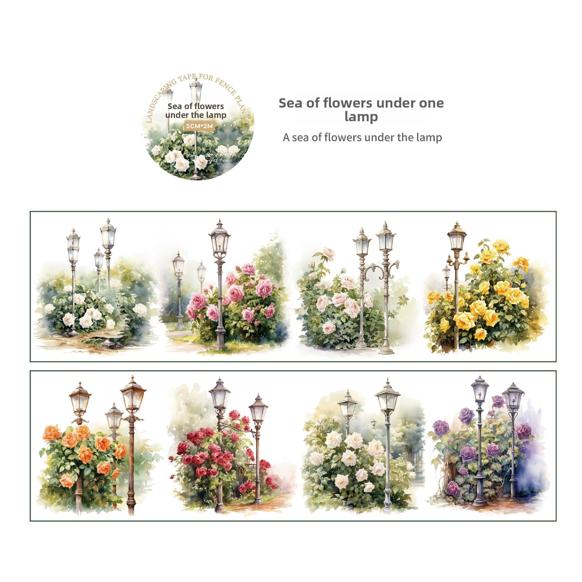 Vintage Botanical Pattern PET Sticker Tape