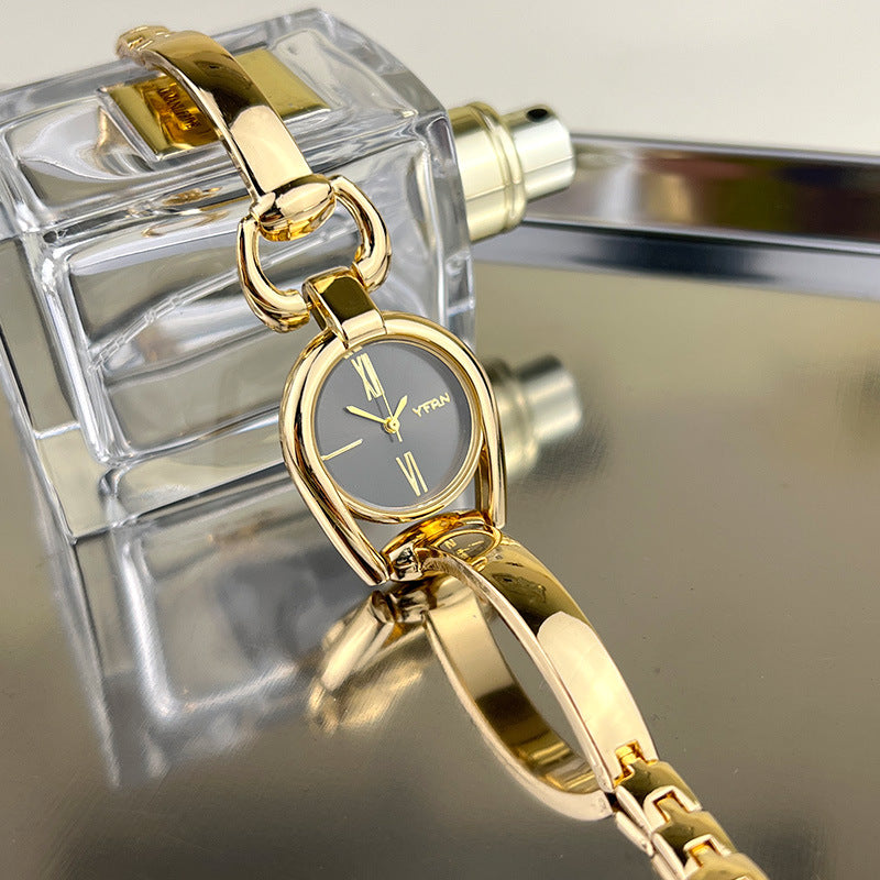 Vintage Button Bracelet Watch Fashion Quartz Women's Wristwatch.
