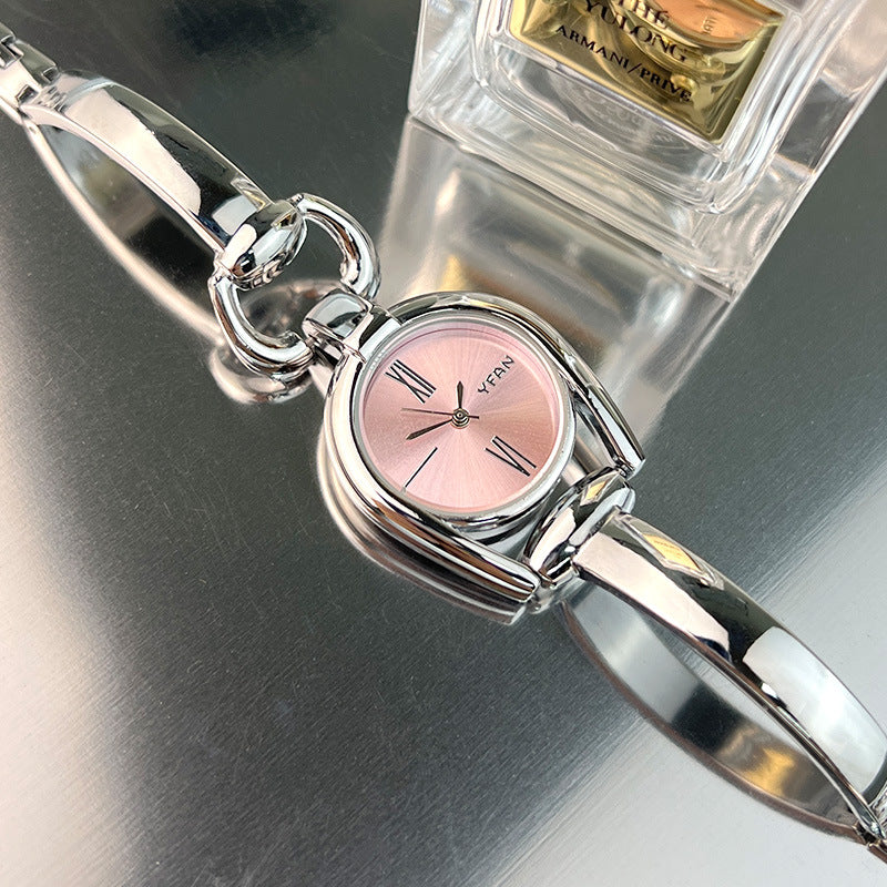 Vintage Button Bracelet Watch Fashion Quartz Women's Wristwatch.