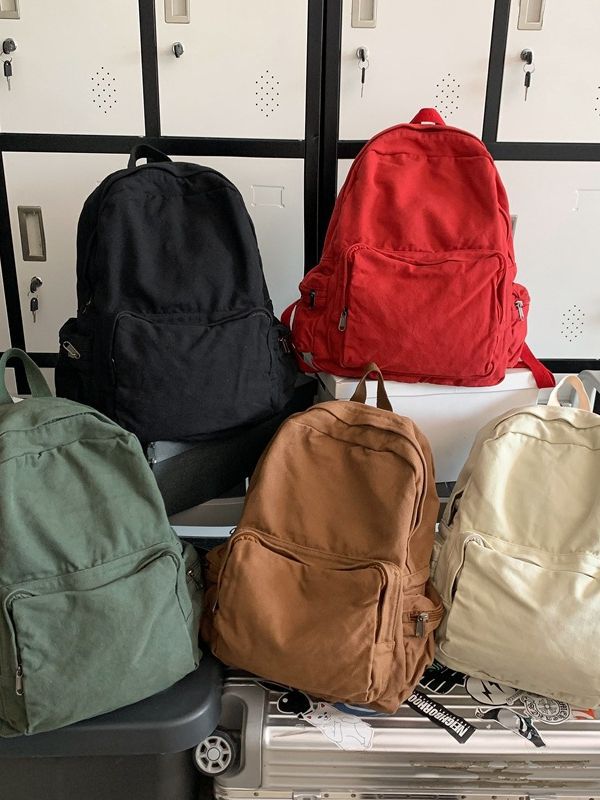 Vintage Canvas Backpack with Front Pocket
