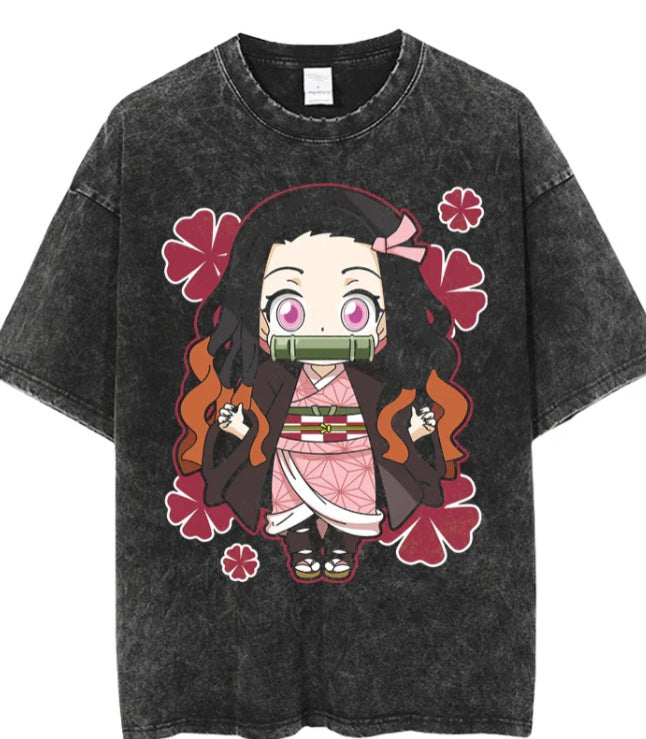 Vintage Cartoon Print Cotton T-Shirt