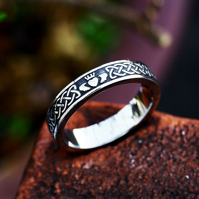 Vintage Celtic Knot Titanium Steel Men's Ring