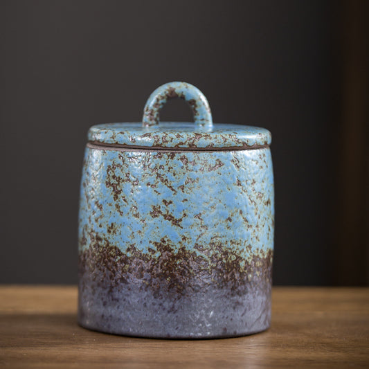 Vintage Ceramic Tea Storage Container with Sealed Lid
