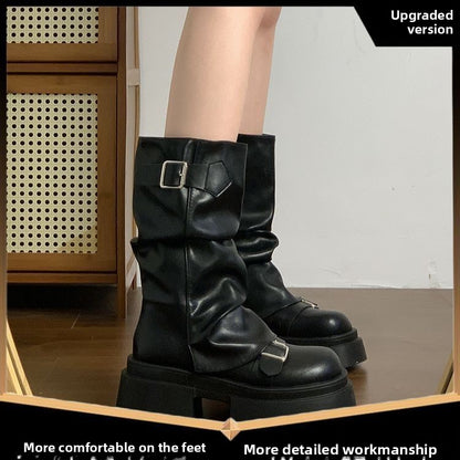 Vintage Chunky Heel Women Boots