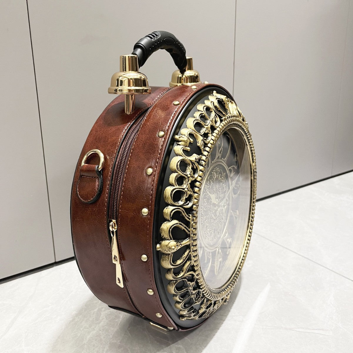 Vintage Clock Design Shoulder Bag