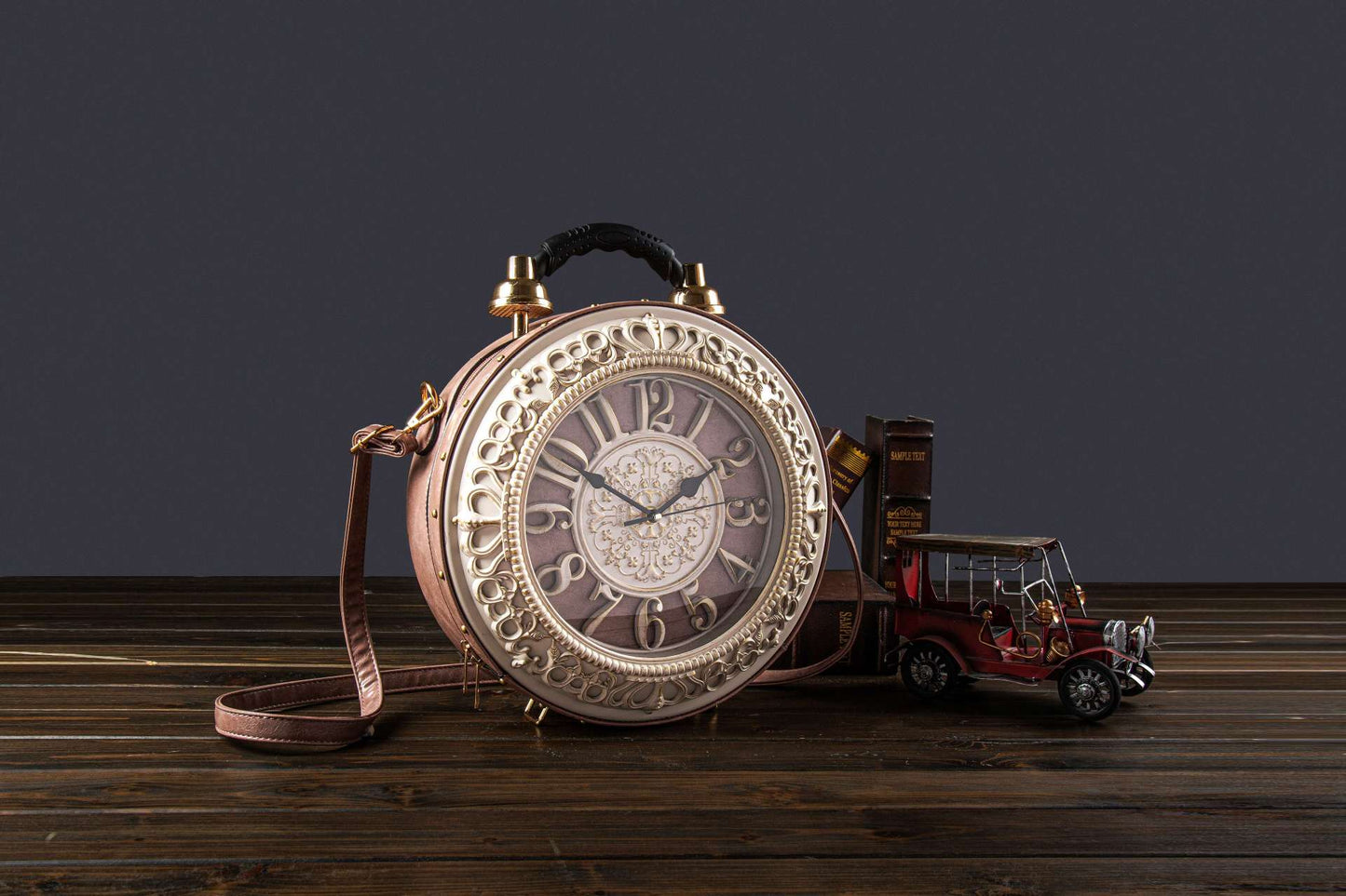 Vintage Clock Shape Diagonal Handbag