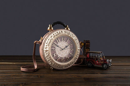 Vintage Clock Shape Diagonal Handbag