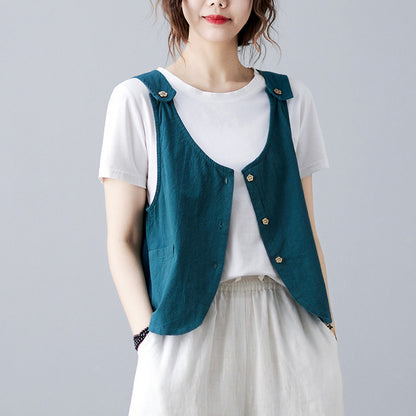Vintage Cotton Linen Sleeveless Vest