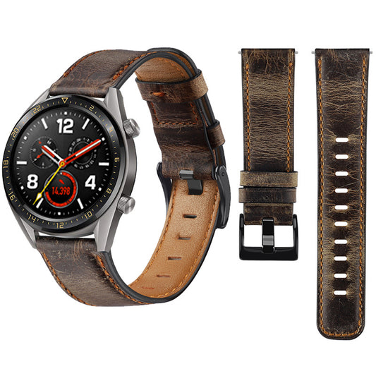 Vintage Crazy Horse Leather Strap for Huawei GT/GT2 Smartwatch