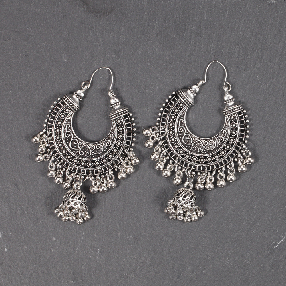 Vintage Crescent Flower Bell Earrings