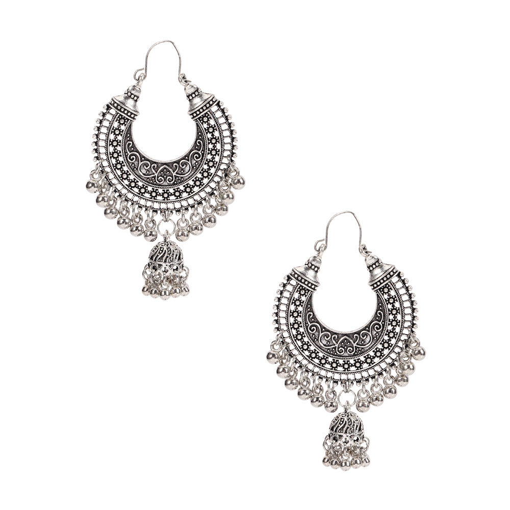 Vintage Crescent Flower Bell Earrings