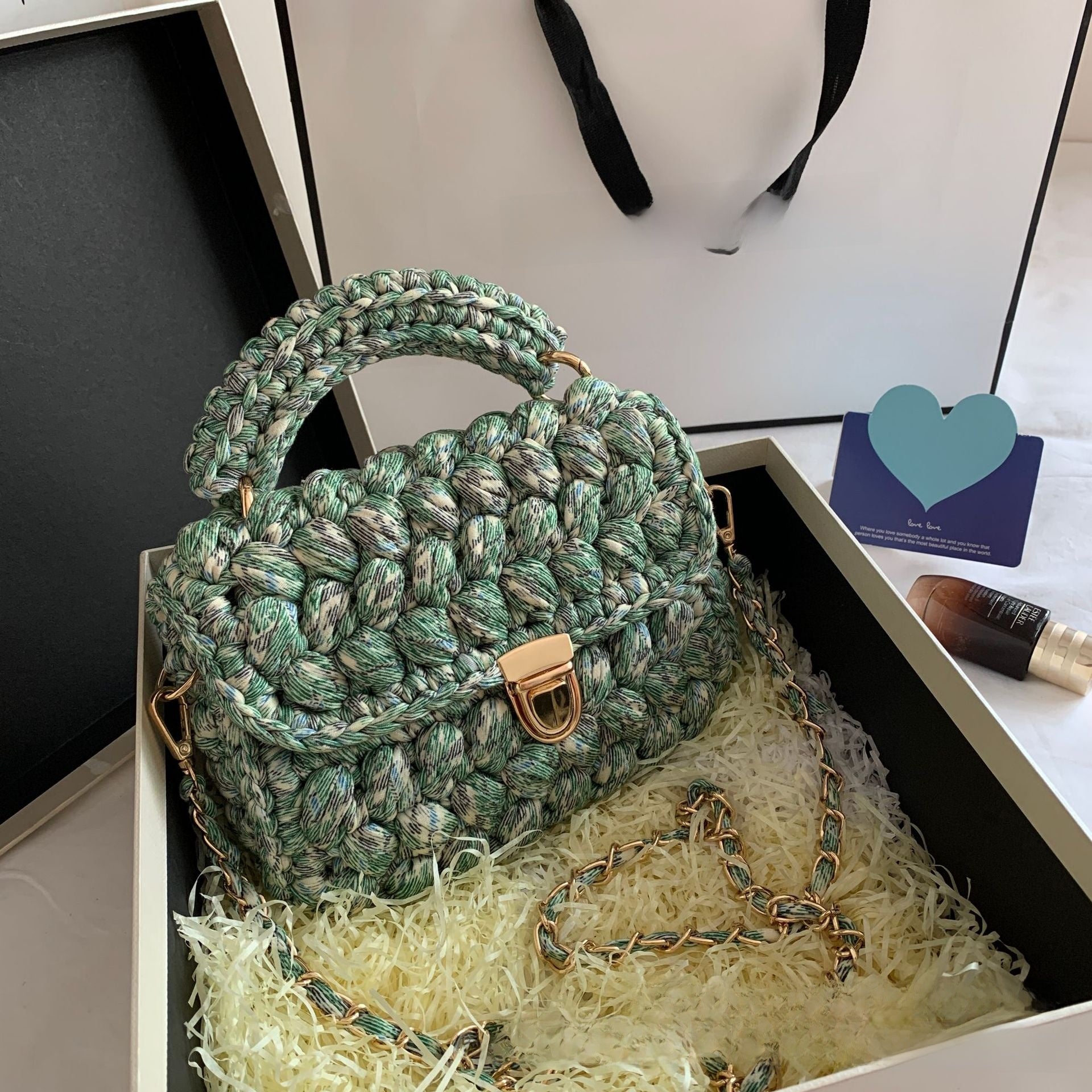 Vintage Crochet Chain Strap Bag