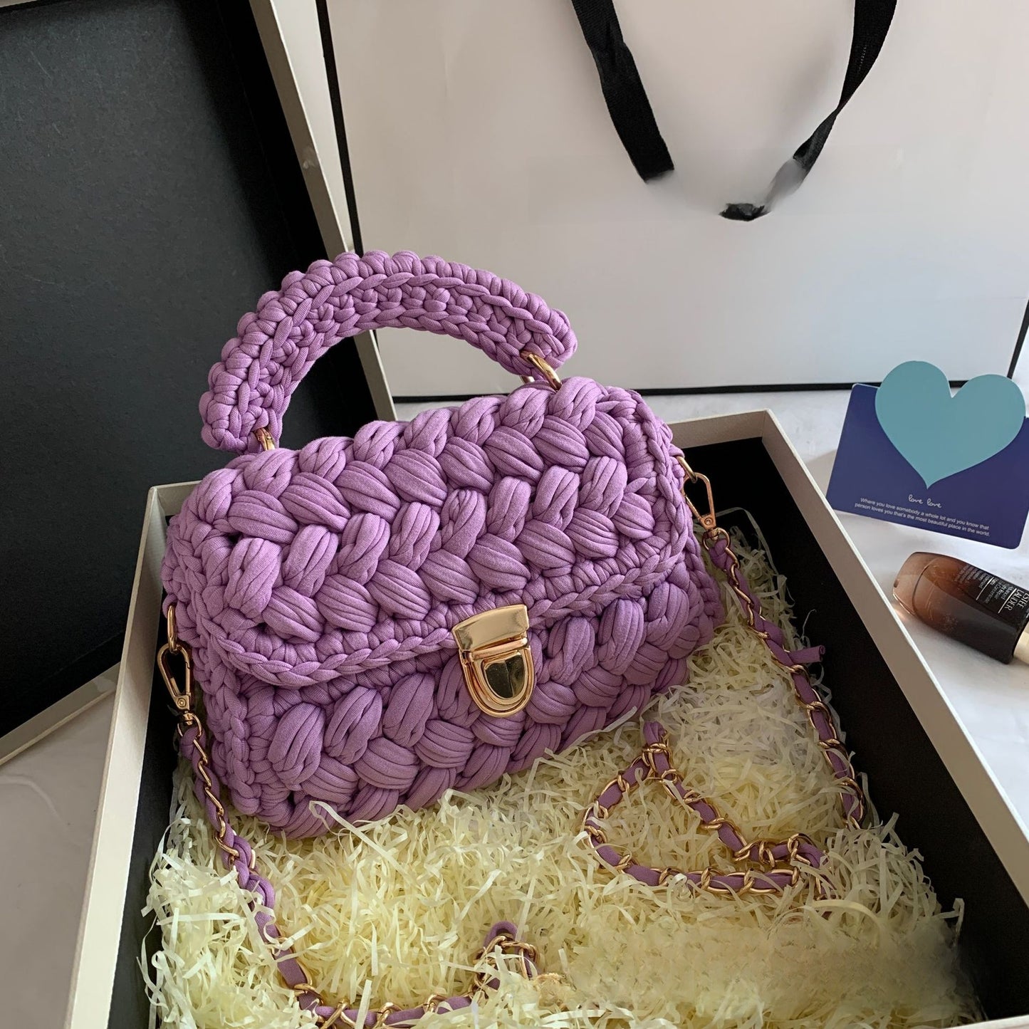Vintage Crochet Chain Strap Bag