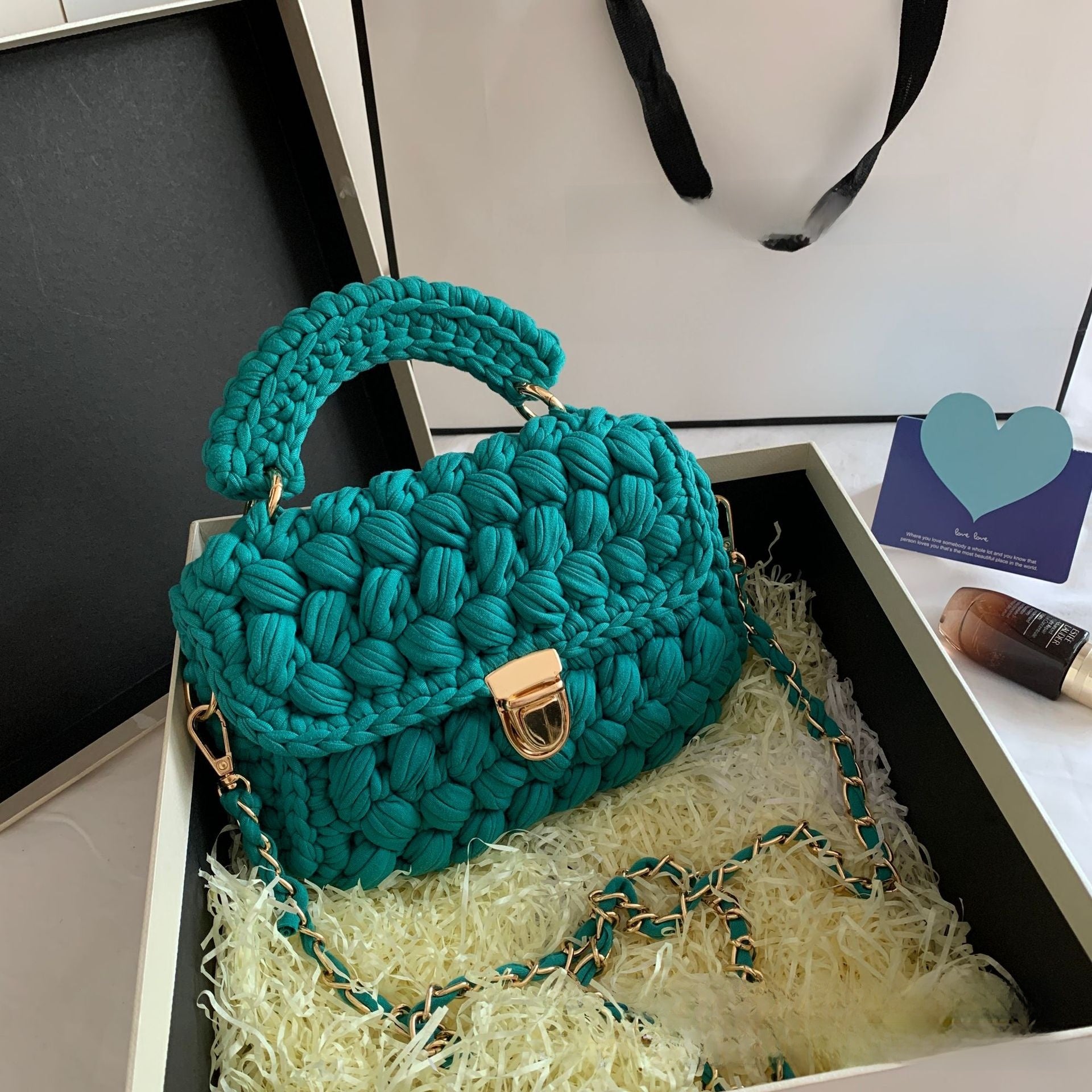 Vintage Crochet Chain Strap Bag