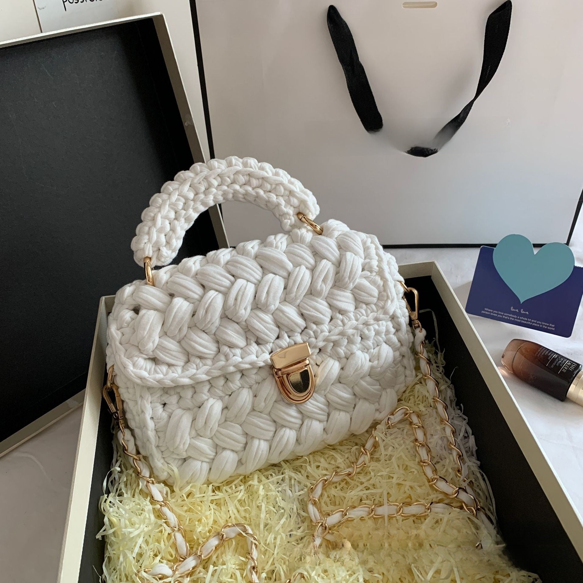 Vintage Crochet Chain Strap Bag