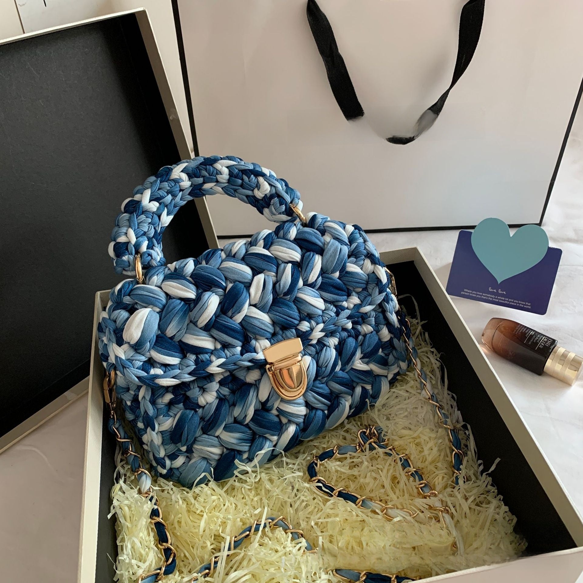 Vintage Crochet Chain Strap Bag