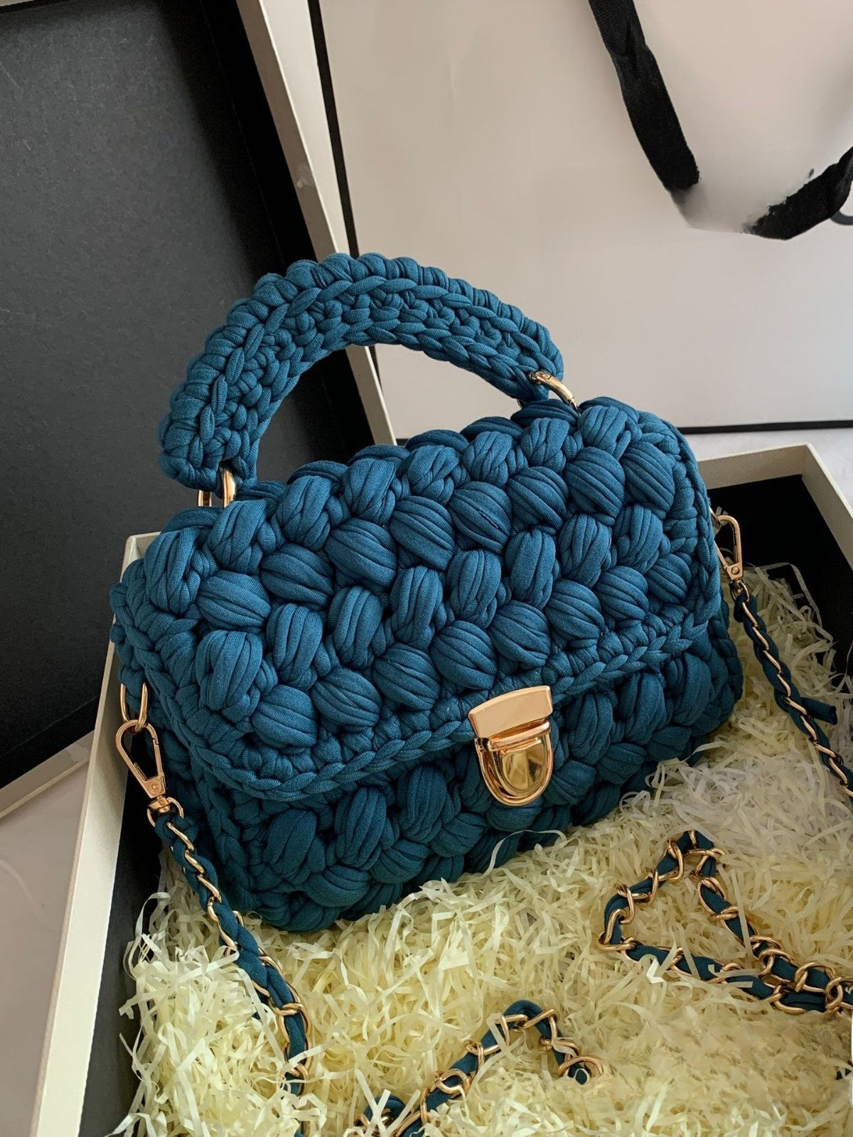 Vintage Crochet Chain Strap Bag