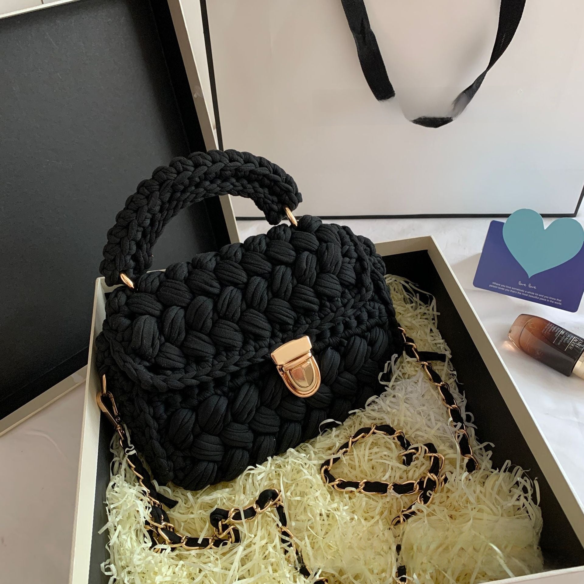 Vintage Crochet Chain Strap Bag